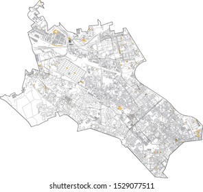 Satellite map of Milan, streets and building of area number 8, municipalities number eight. Lombardy. Italy