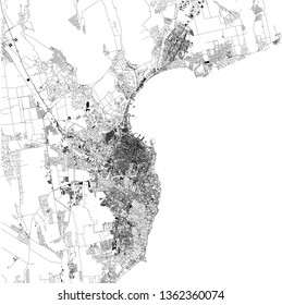 Satellite map of Odessa is the third most populous city of Ukraine. Located on the northwestern shore of the Black Sea. City streets of the town center