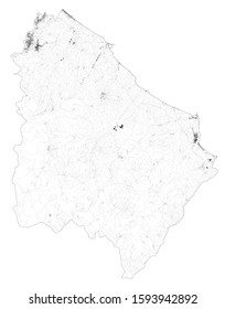 Satellite map of Province of Chieti, towns and roads, buildings and connecting roads of surrounding areas. Abruzzo region, Italy. Map roads, ring roads