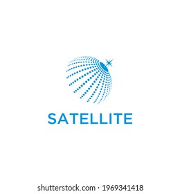 Satellite minimalist modern logo, network illustration.