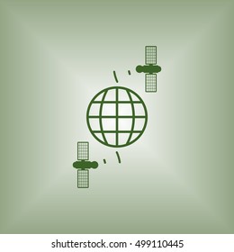 Satellite, modern flat icon.
