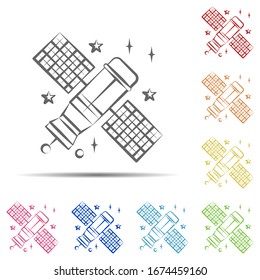 Satellite multi color icon. Element of space hand drawn icon on white background