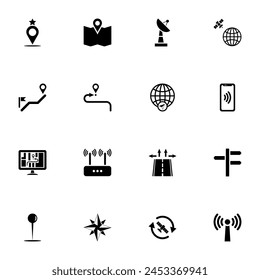 Satellite Navigation icon - Expand to any size - Change to any colour. Perfect Flat Vector Contains such Icons as journey, distance, map, direction, traffic, pin, navigation, cartography, road, way