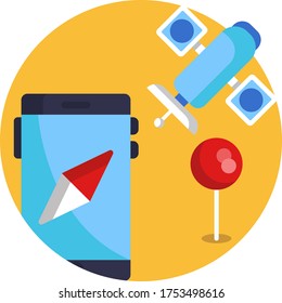 icono de la ilustración del vector del teléfono de navegación por satélite