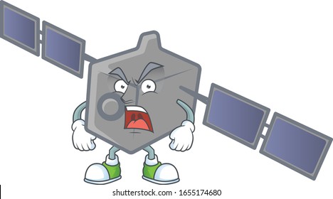 Diseño de caricaturas de la red satelital con cara enojada