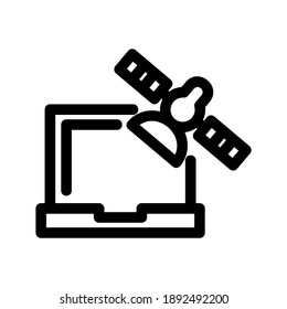 icono de red satelital o logotipo símbolo de señal aislado ilustración vectorial - iconos vectoriales de estilo negro de alta calidad
