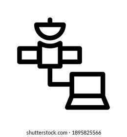 icono de red satelital o logotipo símbolo de señal aislado ilustración vectorial - iconos vectoriales de estilo negro de alta calidad
