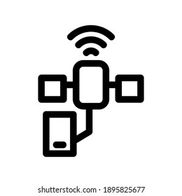 Satellitennetzsymbol oder Logo einzeln auf Zeichen, Vektorgrafik - hochwertige Vektorsymbole mit schwarzem Hintergrund
