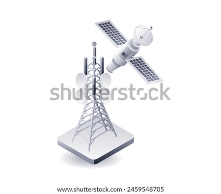 Satellite network information technology infographic 3d illustration flat isometric 1