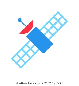 Satellite networks and navigation. Technologies and radar systems, abstract techno element for modern and retro technological design. Simple color vector pictogram isolated on white background