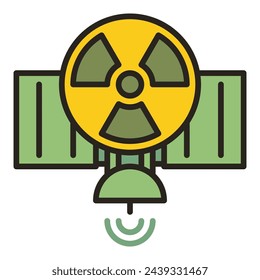 Satellit mit Atomwaffenvektorkonzept farbiges Symbol oder Symbol