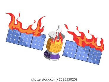 Satélite en Ilustración vectorial de fuego