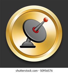 Satellite on Golden Internet Button Original Illustration