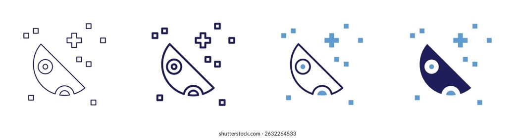 Satellite orbit icon in 4 different styles. Thin Line, Line, Bold Line, Duotone. Duotone style. Editable stroke.