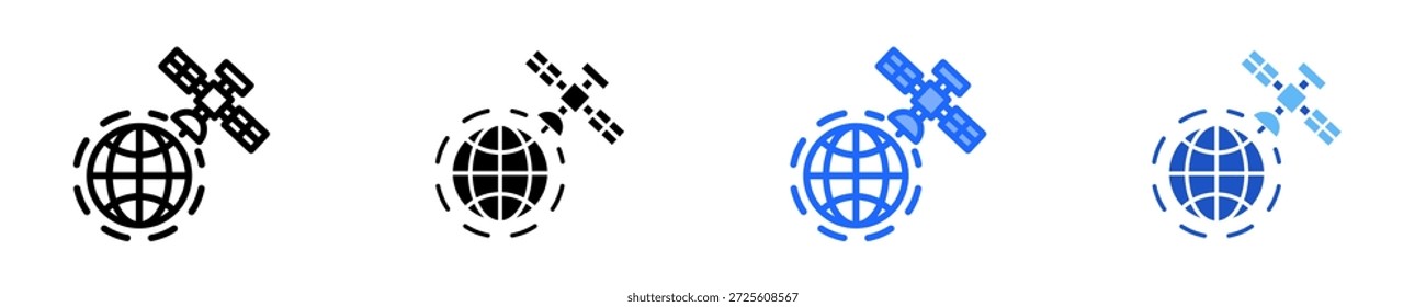 Conjunto de ícones de órbita satélite coleção de estilos múltiplos
