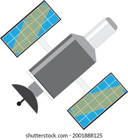 Ein Satellit in der Umlaufbahn mit Solarpaneelen 