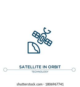 satellite in orbit vector line icon. Simple element illustration. satellite in orbit outline icon from technology concept. Can be used for web and mobile
