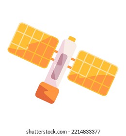 Satellite orbital station with solar panel and dish vector llustration