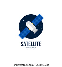 Satellite Out Space Logo, Vector Logo Template