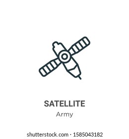 Satellite outline vector icon. Thin line black satellite icon, flat vector simple element illustration from editable army concept isolated on white background