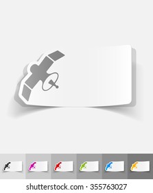 satellite paper sticker with shadow. Vector illustration