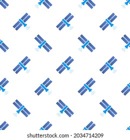 The satellite pattern. Artificial satellites orbiting the planet Earth, GPS. Vector stock illustration.