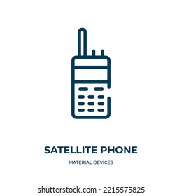 Satellite phone icon. Linear vector illustration from material devices collection. Outline satellite phone icon vector. Thin line symbol for use on web and mobile apps, logo, print media.