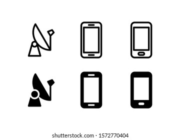 Satellite & Phones 48 Pixel Outline Glyph Icon Vector
