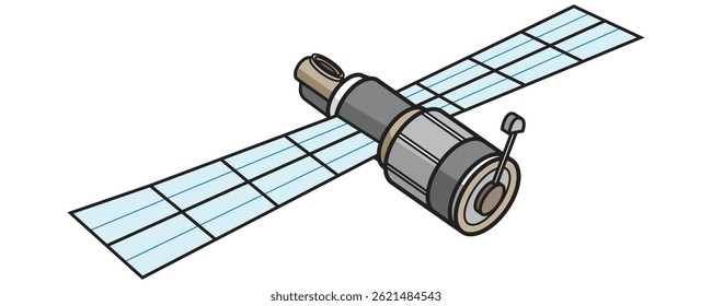 A satellite picture. Illustration in colors and vector format.  