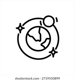 satellite planet simple black filled outline illustration