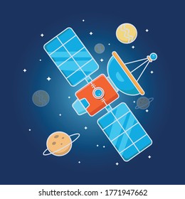 Vektorgrafik-Design von Satelliten und Planeten