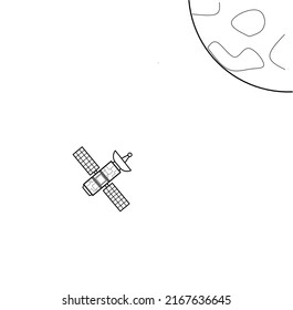 satellite and planet vector on white background