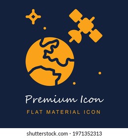 Satellite premium material ui ux isolated vector icon in navy blue and orange colors