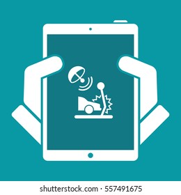 Satellite protection for car crashes - Vector web icon