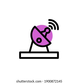 satellite purple shadow line Icon. internet of things vector illustration on white background