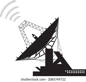 Satelliten-Radar-Wavekommunikationstechnologie Silhouette-Element Design-Vektorgrafik einzeln