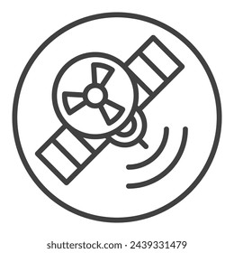 Satellite with Radiation symbol vector Nuclear Weapon in Space concept round icon or sign in outline style