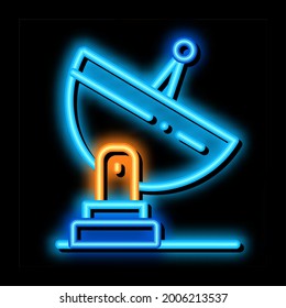 Satellite Radio Antenna neon light sign vector. Glowing bright icon Satellite Radio Antenna sign. transparent symbol illustration