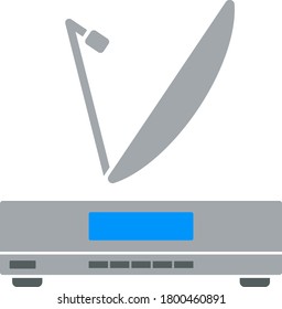 Satellite Receiver With Antenna Icon. Flat Color Design. Vector Illustration.