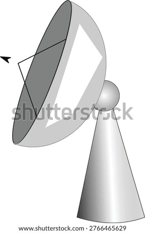 Satellite Receiver Dish Vector Illustration, Communication Antenna Parabolic Dish Icon, Signal Transmission Technology Isolated on Transparent Background
