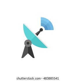 Satellite receiver icon in flat color style. Data information technology space science