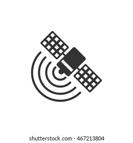 Satellite receiver icon in single grey color. Data information technology space science