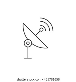Satellite receiver icon in thin outline style. Data information technology space science