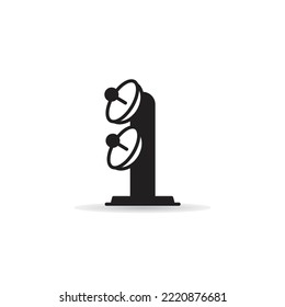 satellite receiver tower icon on white background