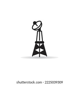 Satellitenempfänger-Turmsymbol auf weißem Hintergrund