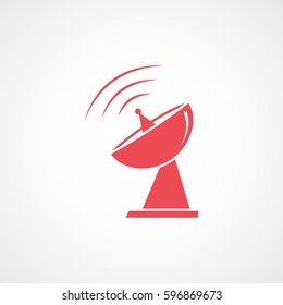 Satellite Red Flat Icon On White Background