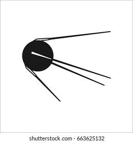 Satellite or retro sputnik symbol simple silhouette icon on background