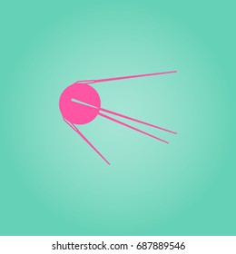 Satellite or retro sputnik symbol simple silhouette icon on background