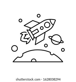 Satellite rocket in space icon. Simple line, outline vector elements of interplanetary colonization icons for ui and ux, website or mobile application