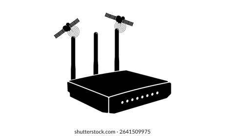 satellite router, black isolated silhouette
